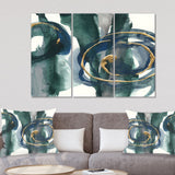 Mettalic Indigo and Gold III Posh & Luxe Canvas Artwork - 36x28 - 3 Panels