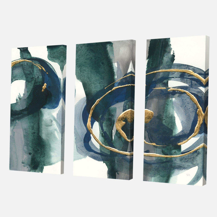 Mettalic Indigo and Gold III Posh &amp; Luxe Canvas Artwork - 36x28 - 3 Panels