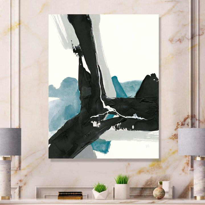 Geometric Black and Teal III - Modern Bedroom Wall Art
