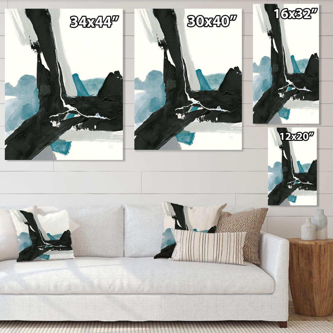 Geometric Black and Teal III - Modern Bedroom Wall Art