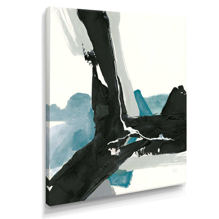 Geometric Black and Teal III - Modern Bedroom Wall Art