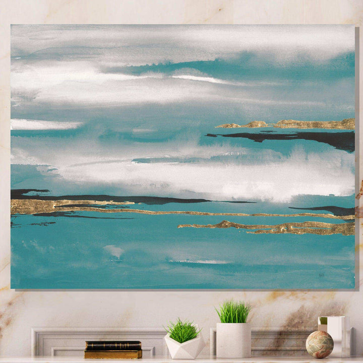Glam Teal Watercolor II - Modern Canvas Wall Art