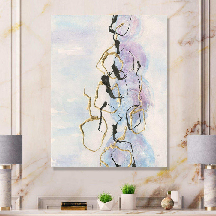 Gold Lines on Pastel I - Shabby Chic Bedroom Wall Art
