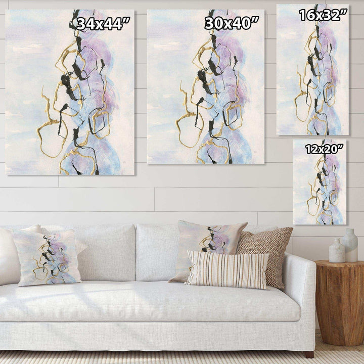 Gold Lines on Pastel I - Shabby Chic Bedroom Wall Art