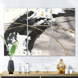 Glam Painted Arcs I Transitional Gallery-wrapped Canvas - 36x28 - 3 Panels