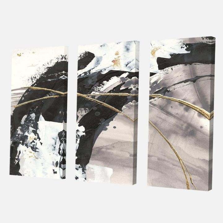 Glam Painted Arcs I Transitional Gallery-wrapped Canvas - 36x28 - 3 Panels