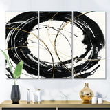 Gold Metallic Circle Modern Glam Gallery-wrapped Canvas - 36x28 - 3 Panels