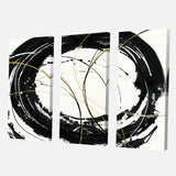 Gold Metallic Circle Modern Glam Gallery-wrapped Canvas - 36x28 - 3 Panels