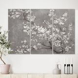 White Cherry Blossoms II Traditional Canvas Artwork - 36x28 - 3 Panels