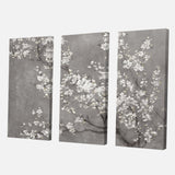 White Cherry Blossoms II Traditional Canvas Artwork - 36x28 - 3 Panels