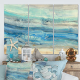 Ocean Mineral Waves Beach Canvas Art - 36x28 - 3 Panels