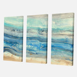 Ocean Mineral Waves Beach Canvas Art - 36x28 - 3 Panels