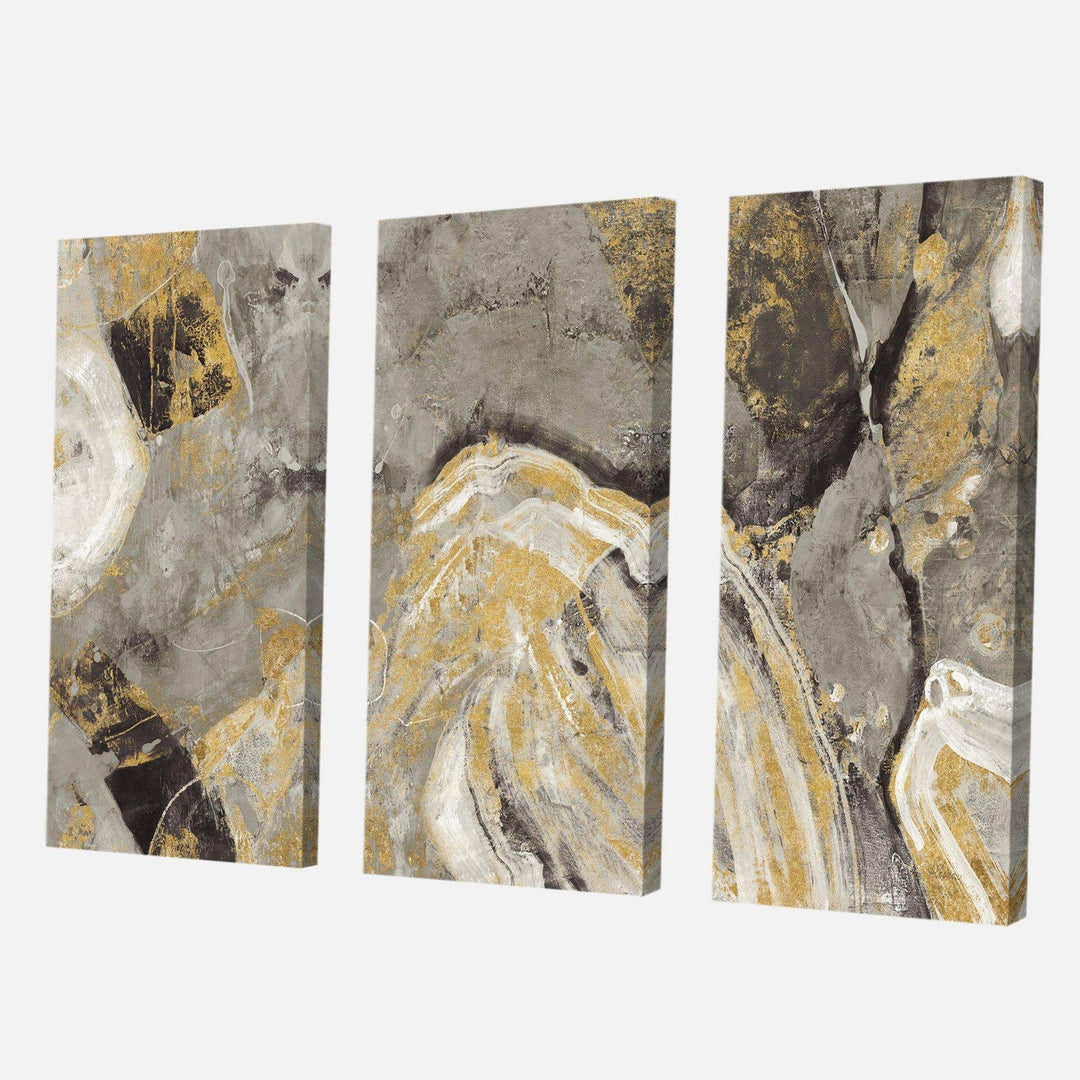 Painted Gold Stone - Abstract Multi-Panels Wall Art 3 Prints