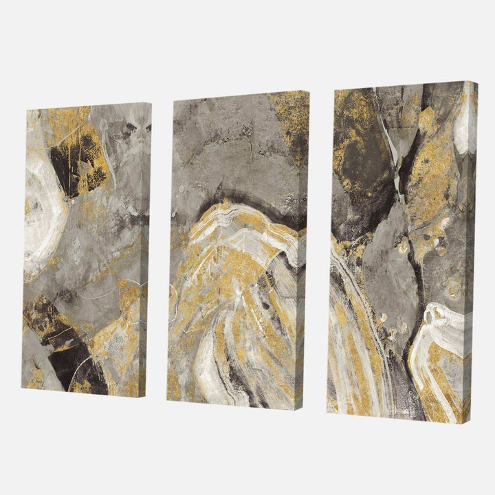 Painted Gold Stone - Abstract Multi-Panels Wall Art 3 Prints