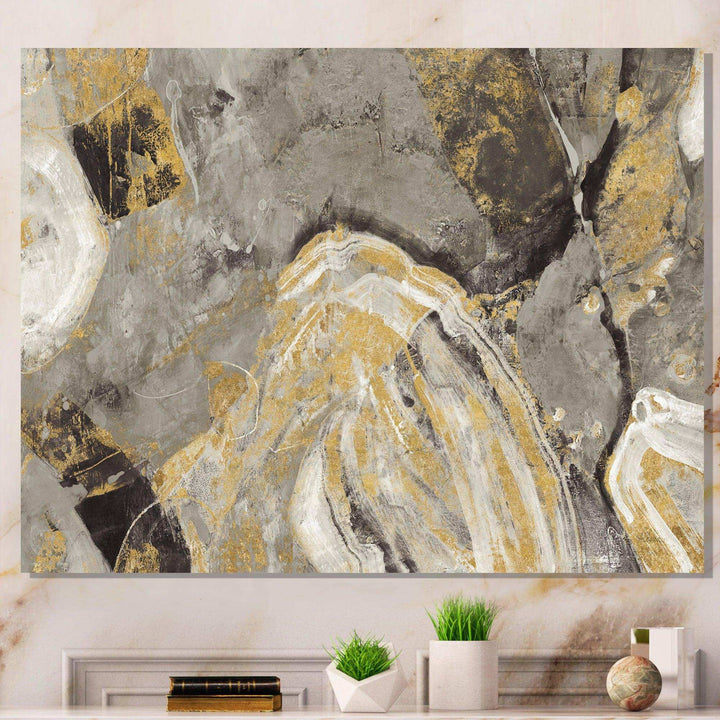 Painted Gold Stone - Cabin &amp; Lodge Canvas Wall Art