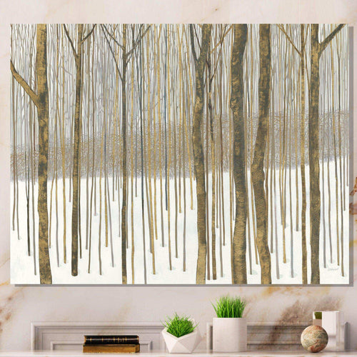Forest in Winter Gold - Cabin & Lodge Wall Art Prints
