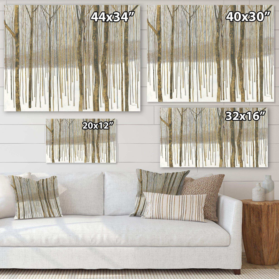 Forest in Winter Gold - Cabin &amp; Lodge Wall Art Prints