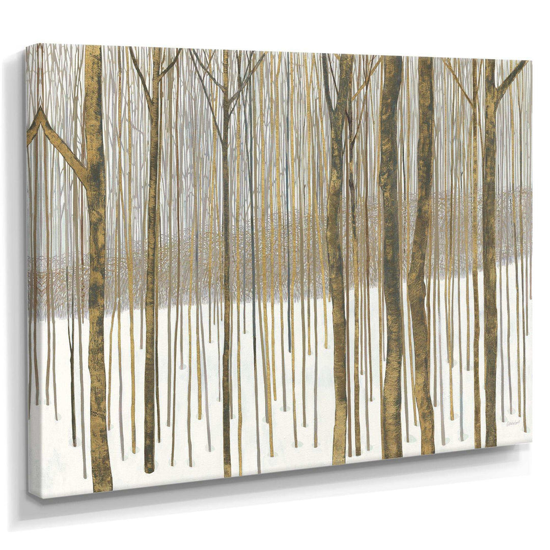 Forest in Winter Gold - Cabin &amp; Lodge Wall Art Prints
