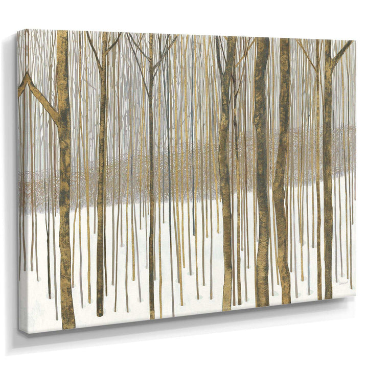 Forest in Winter Gold - Cabin &amp; Lodge Wall Art Prints