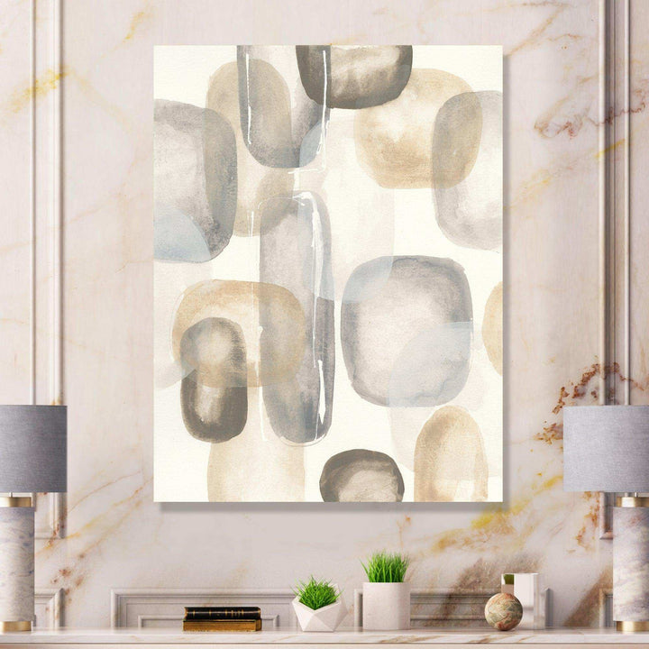 Neutral Oval Grey Stones I - Modern Canvas Wall Art