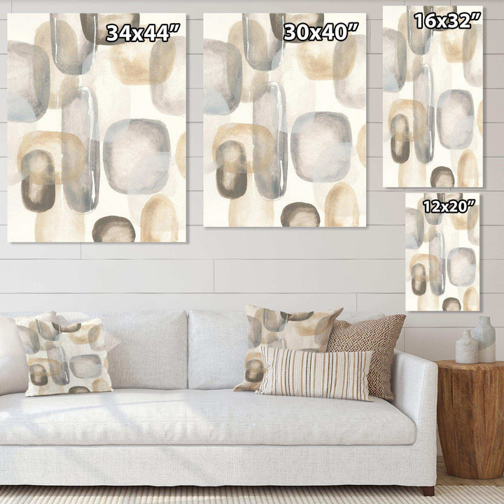 Neutral Oval Grey Stones I - Modern Canvas Wall Art