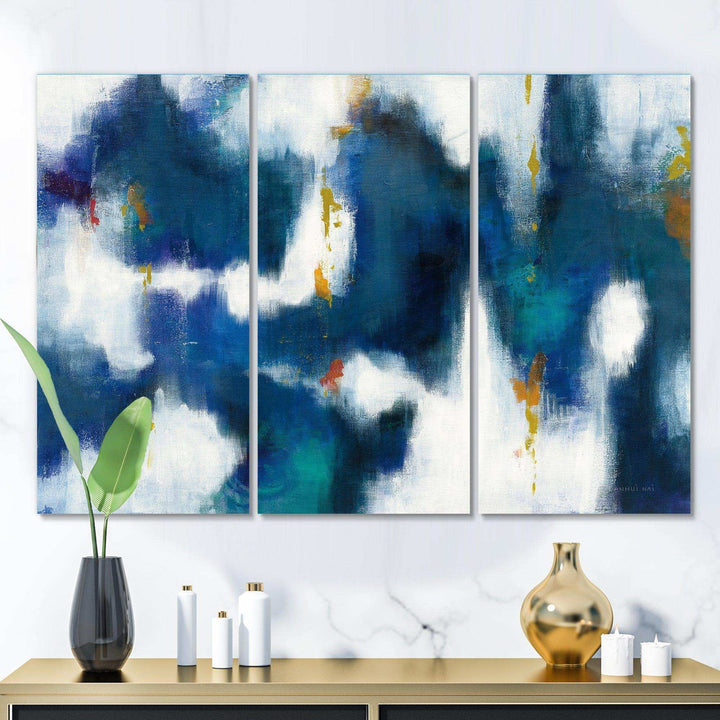 Blue Glam Texture II Contemporary Canvas Art - 36x28 - 3 Panels