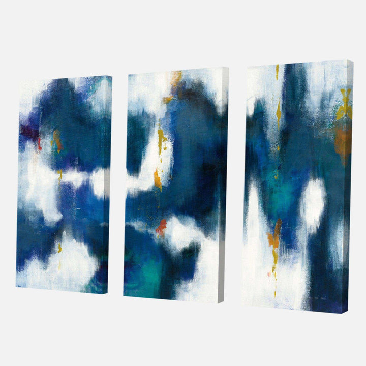 Blue Glam Texture II Contemporary Canvas Art - 36x28 - 3 Panels