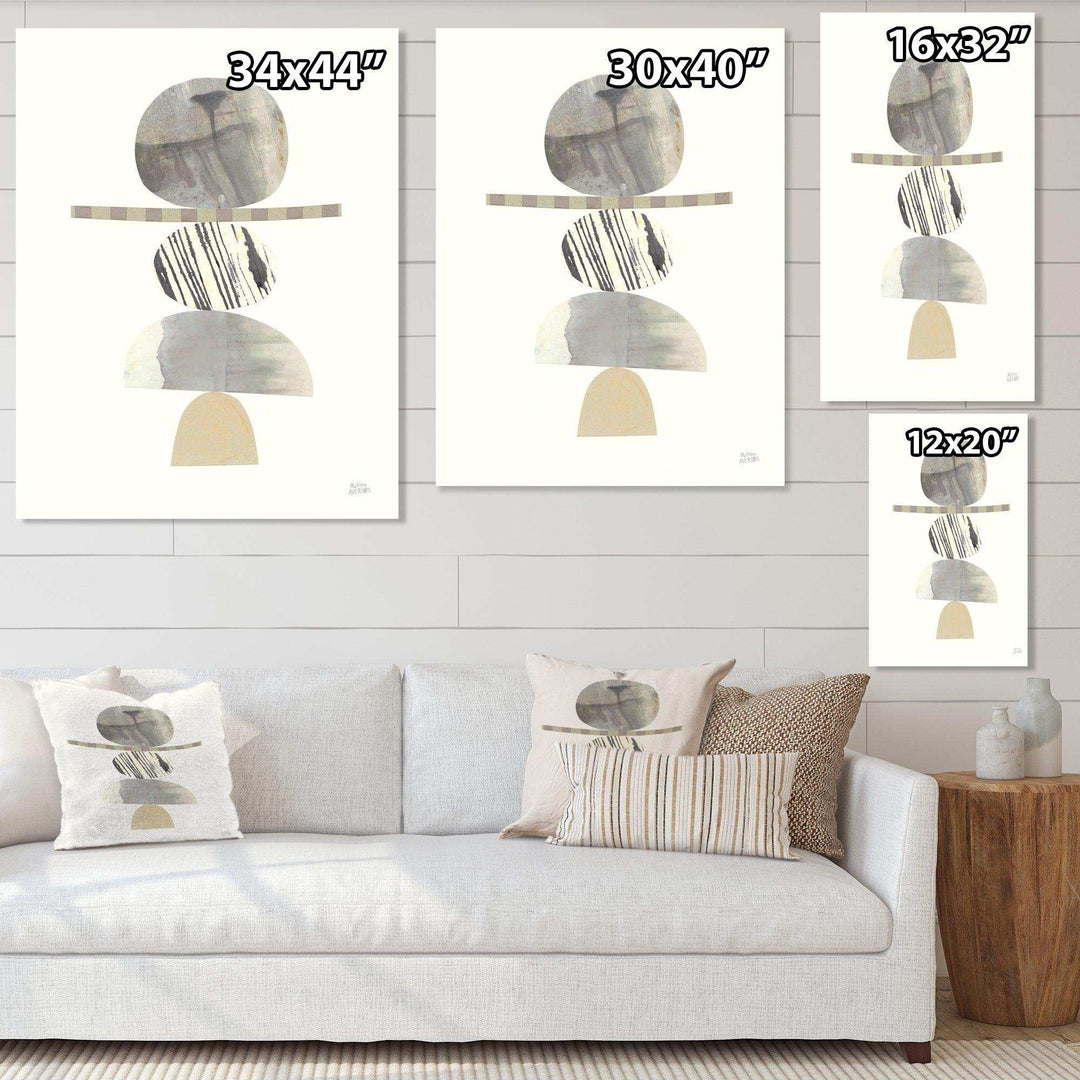 Geometric Balance Neutral I - Shabby Chic Living Room Wall Decor