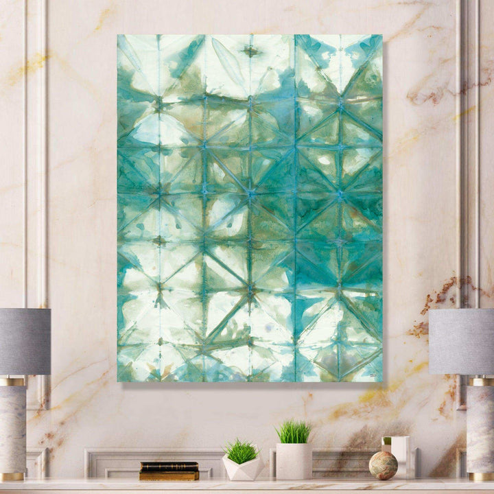 Turquoise Watercolor geometrical III - Mid-Century Modern Bedroom Wall Art