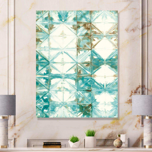 Turquoise Watercolor geometrical IV - Mid-Century Modern Wall Art Prints