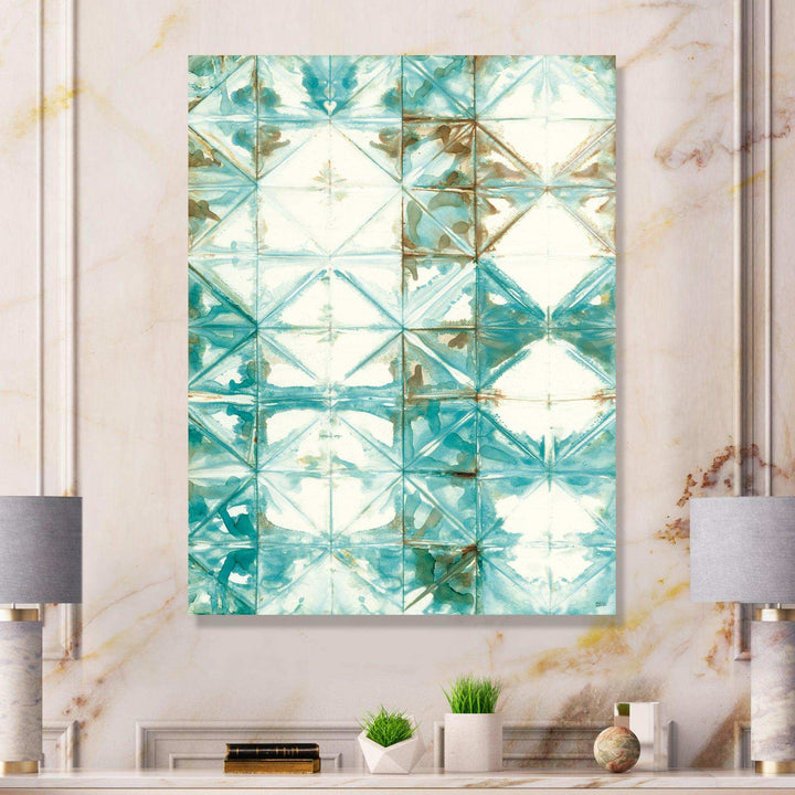 Turquoise Watercolor geometrical IV - Mid-Century Modern Wall Art Prints