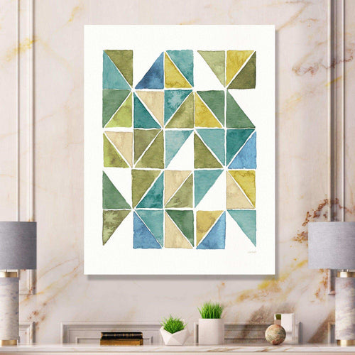 geometric Green Triangle I - Mid-Century Modern Bedroom Wall Art