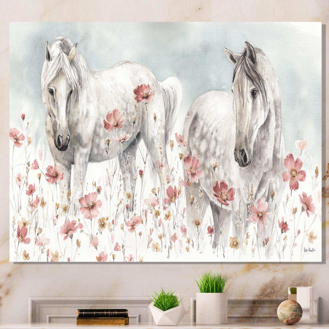 watercolors Pink Wild Horses