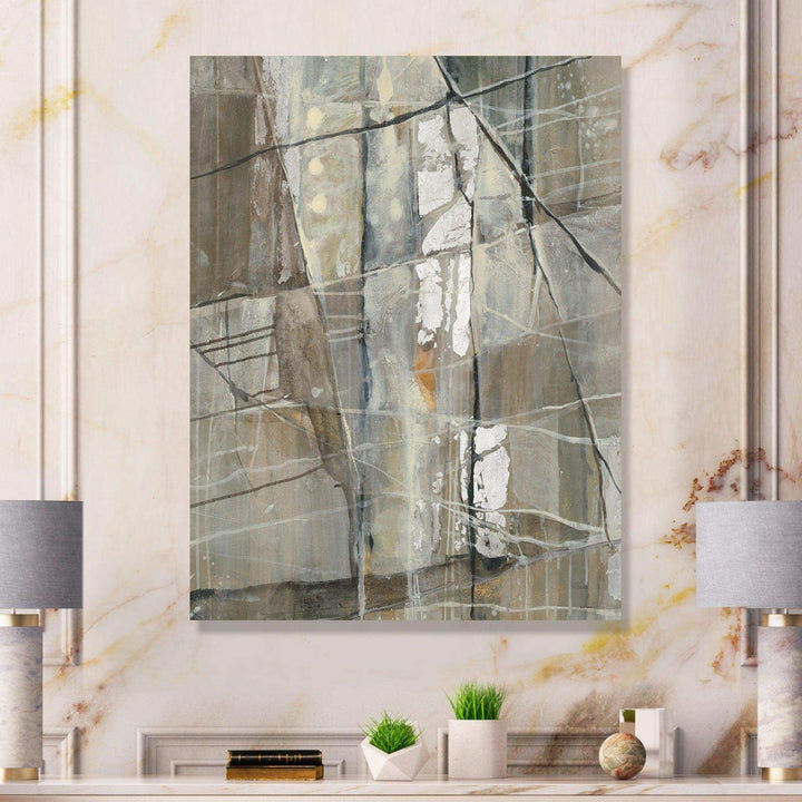 Grey Silver Geometric Composition - Modern Living Room Wall Decor