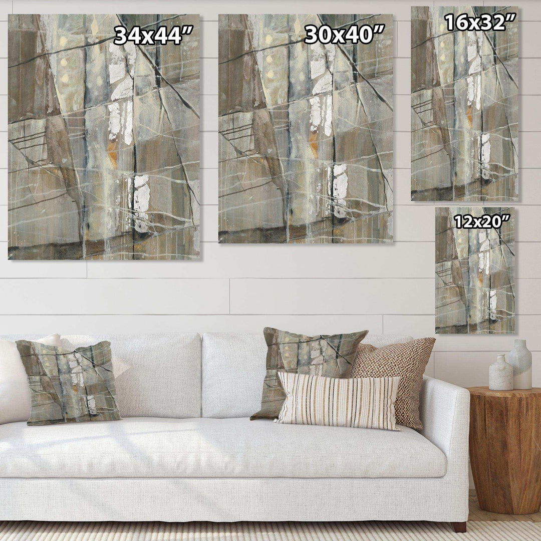 Grey Silver Geometric Composition - Modern Living Room Wall Decor