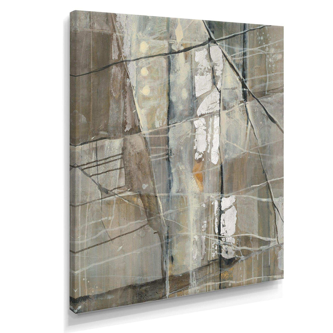 Grey Silver Geometric Composition - Modern Living Room Wall Decor