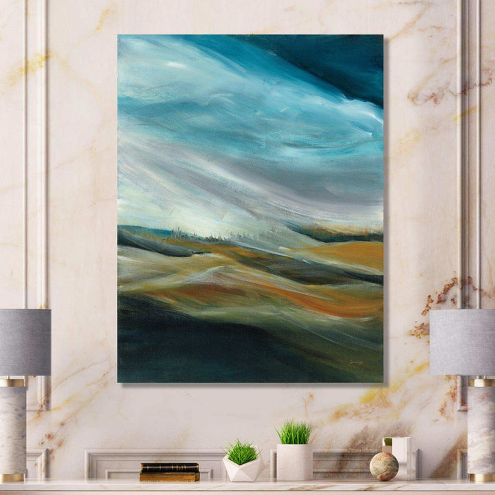 Watercolor Desert Storm Abstract Blue - Farmhouse Wall Art Prints