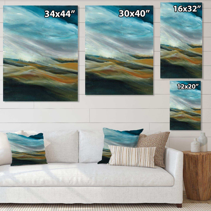 Watercolor Desert Storm Abstract Blue - Farmhouse Wall Art Prints