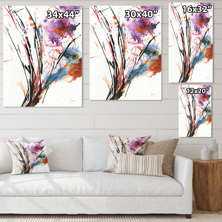 Abstract Purple and Blue Flowers Framed Print Matte White - 1.5" Width