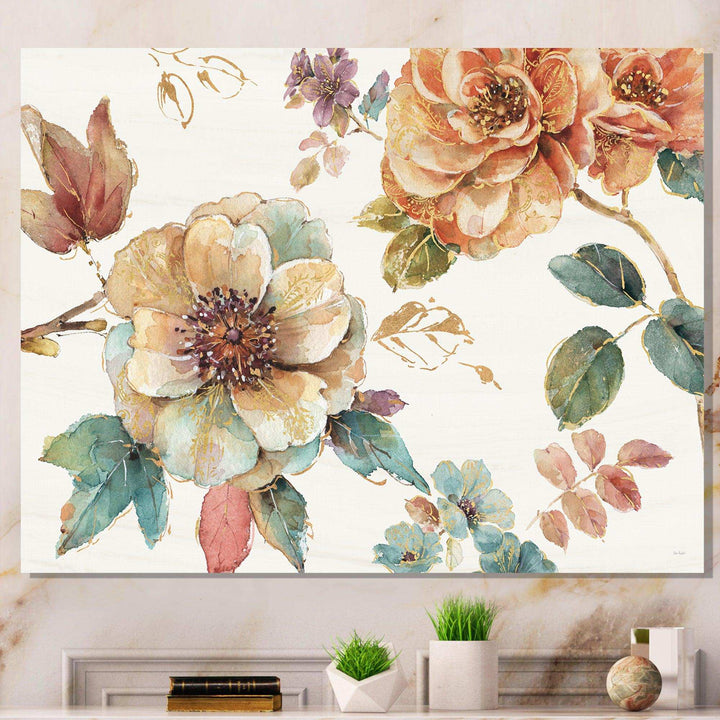 Orange and Cream Cottage Flowers Twig