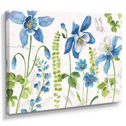 Bluebell and Columbine Wild Flowers with Butterfly