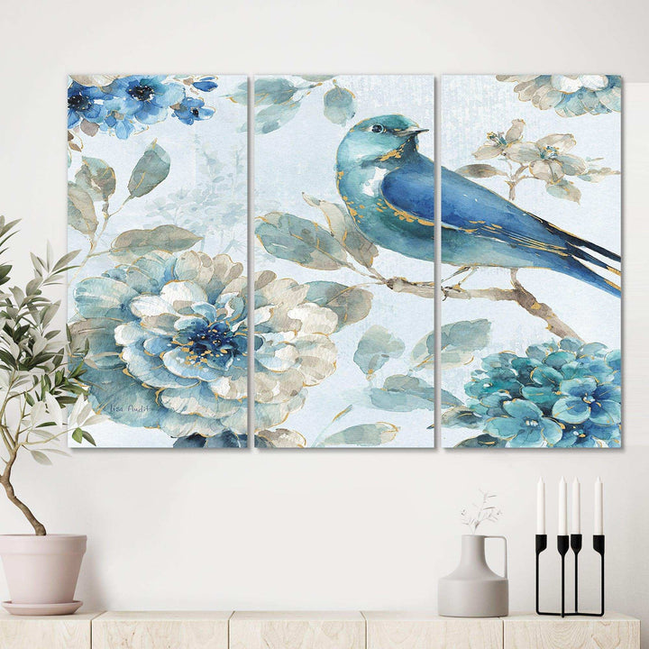 Coast Blue Sea Waves Watercolour - Abstract Multi-Panels Wall Art 3 Prints