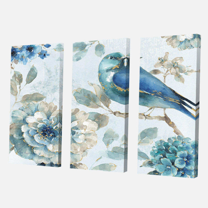Coast Blue Sea Waves Watercolour - Abstract Multi-Panels Wall Art 3 Prints
