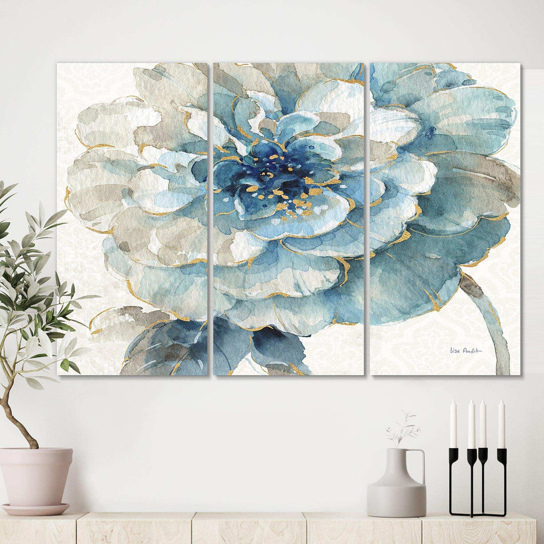 Indigold Gold Country FLower Cottage Country Canvas Artwork - 36x28 - 3 Panels