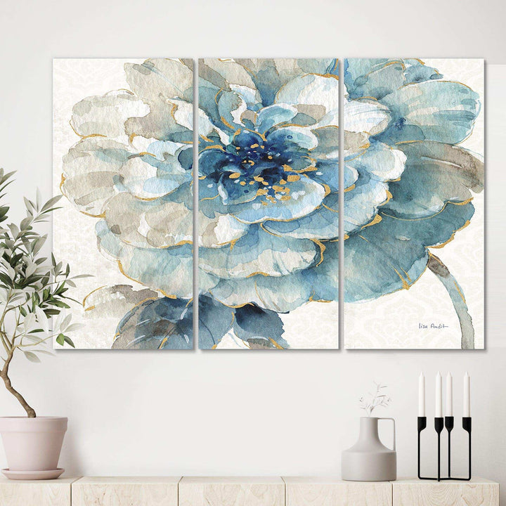 Indigold Gold Country FLower Cottage Country Canvas Artwork - 36x28 - 3 Panels