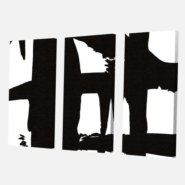 Black &amp; White Crossing Paths II Modern Canvas Artwork - 36x28 - 3 Panels