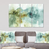 Abstract Watercolor Green House Modern Canvas Art - 36x28 - 3 Panels