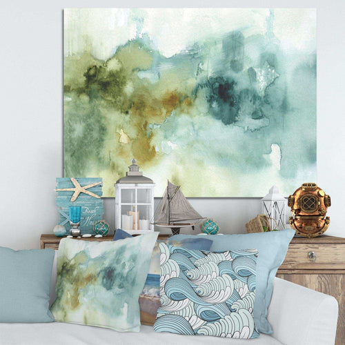 Abstract Watercolor Green House - Nautical & Coastal Canvas Wall Art
