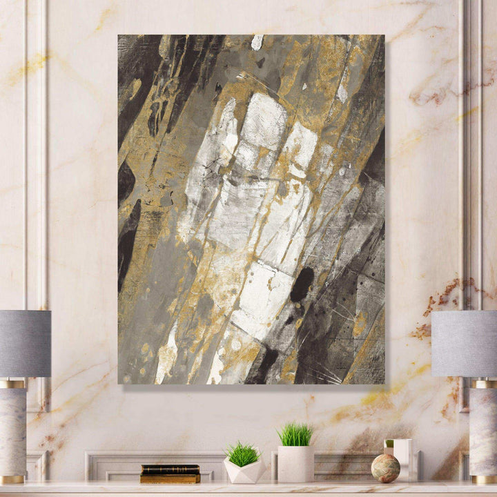 Gold, Black and White Hanpainted Abstract - Traditional Wall Art Prints