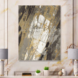 Gold, Black and White Hanpainted Abstract